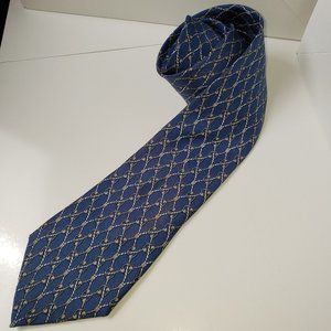 Hermes Men's Blue Patterned Silk Tie